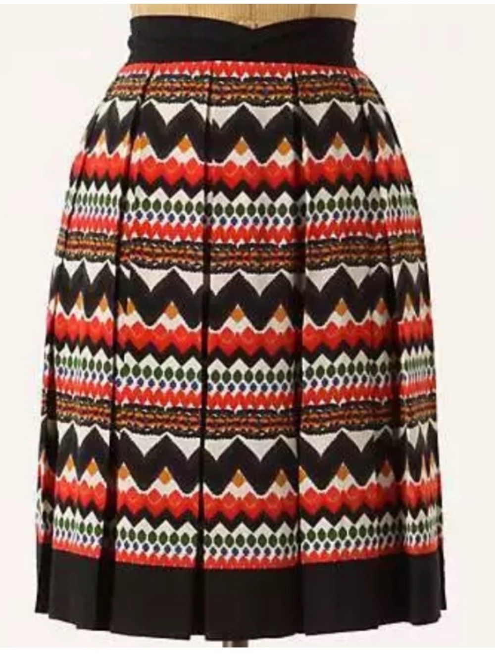 Anthropologie Fei Denpasa Geometric Printed Pleated Midi Skirt Size 4